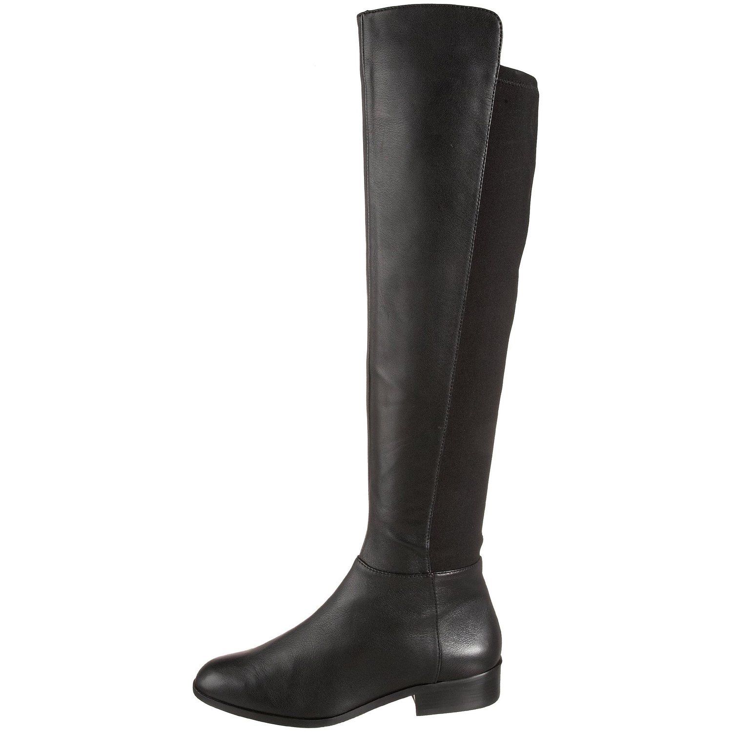 Michael Kors Bromley Flat Leather/Elastic Black Riding Boot