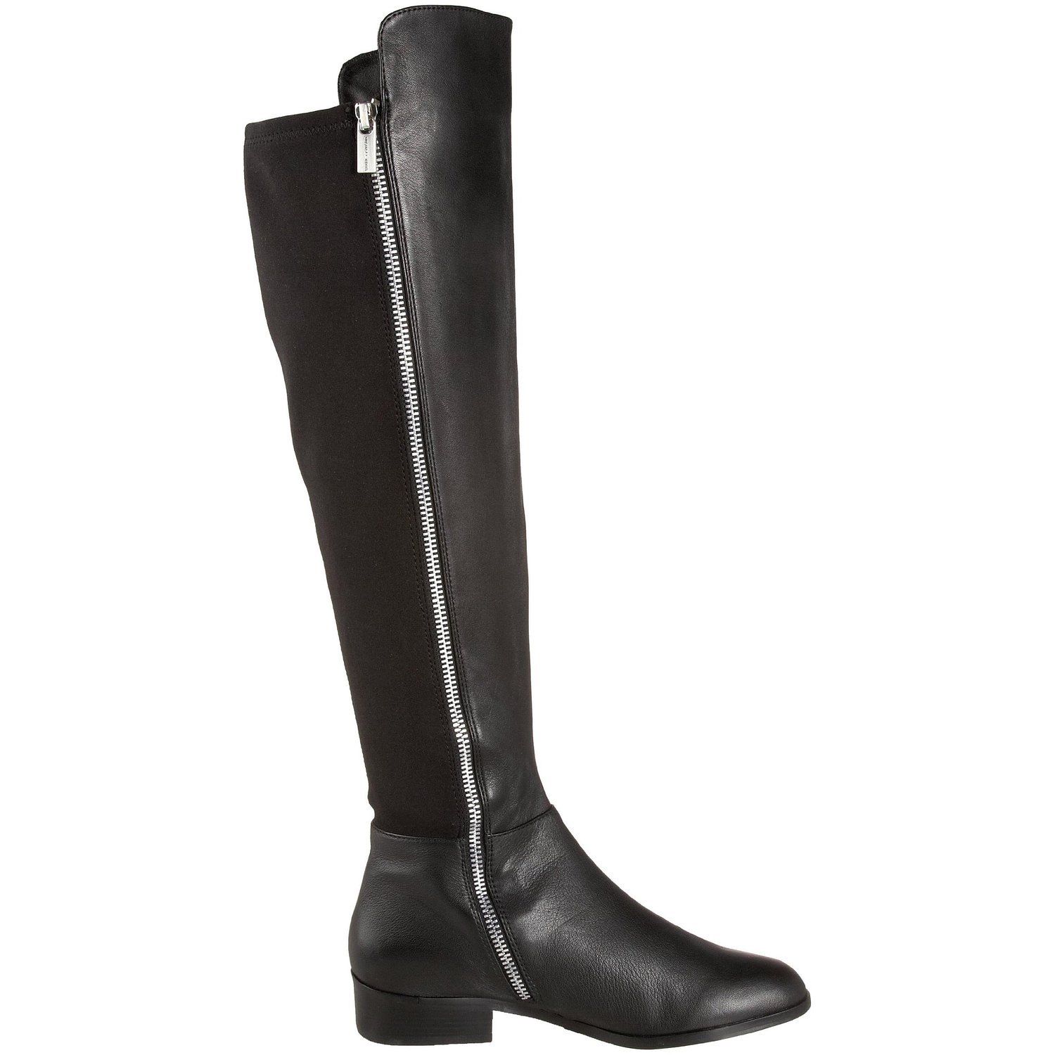 Michael Kors Bromley Flat Leather/Elastic Black Riding Boot